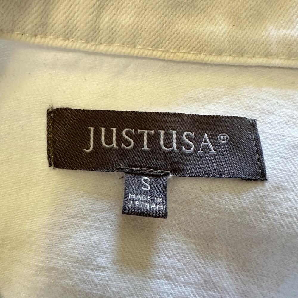 JustUSA Skirball Vintage Distressed Denim Jean Jacket White Size Small NWT - Picture 3 of 9